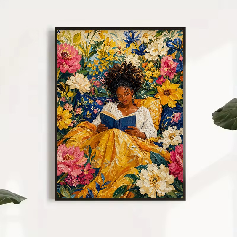 Affiche Murale en Toile « Femm - Home Cooking Reading avis et prix